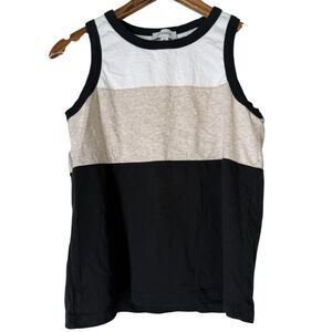 Evereve Pima Cotton Color Block Tank Top Womens Sz XS Crew Neck